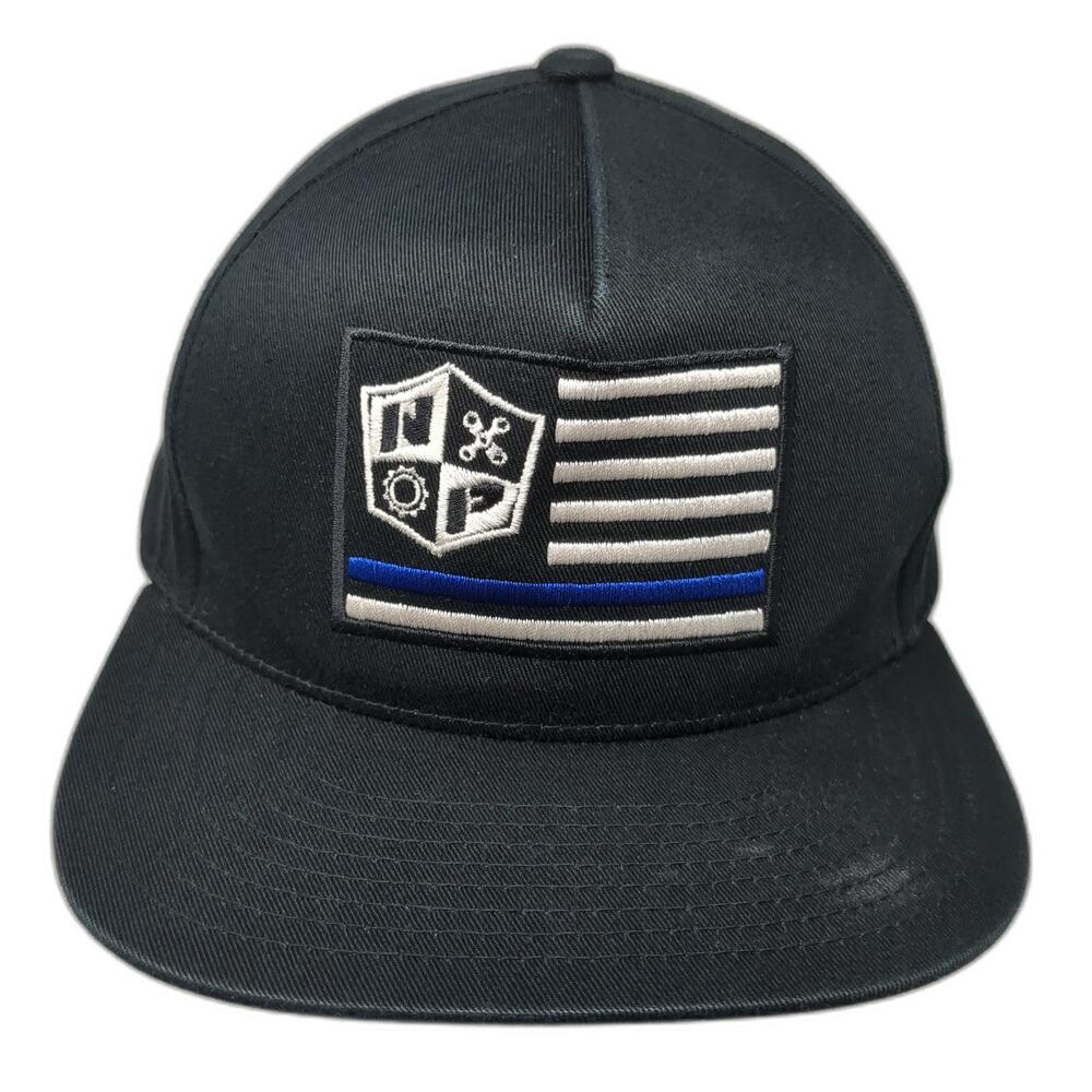 Thin Blue Line Flag Patch Snapback Hat Black One … - image 1